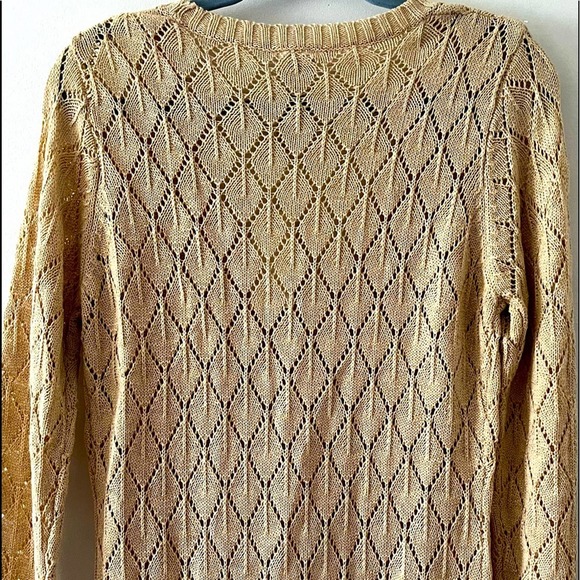 Unbranded Butterfly NWT Yellow with Gold Thread Accents Lace Knit Seeater Medium - Picture 5 of 11